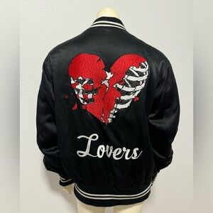EUC Amiri Lovers Silk Striped Embroidered Bomber Jacket